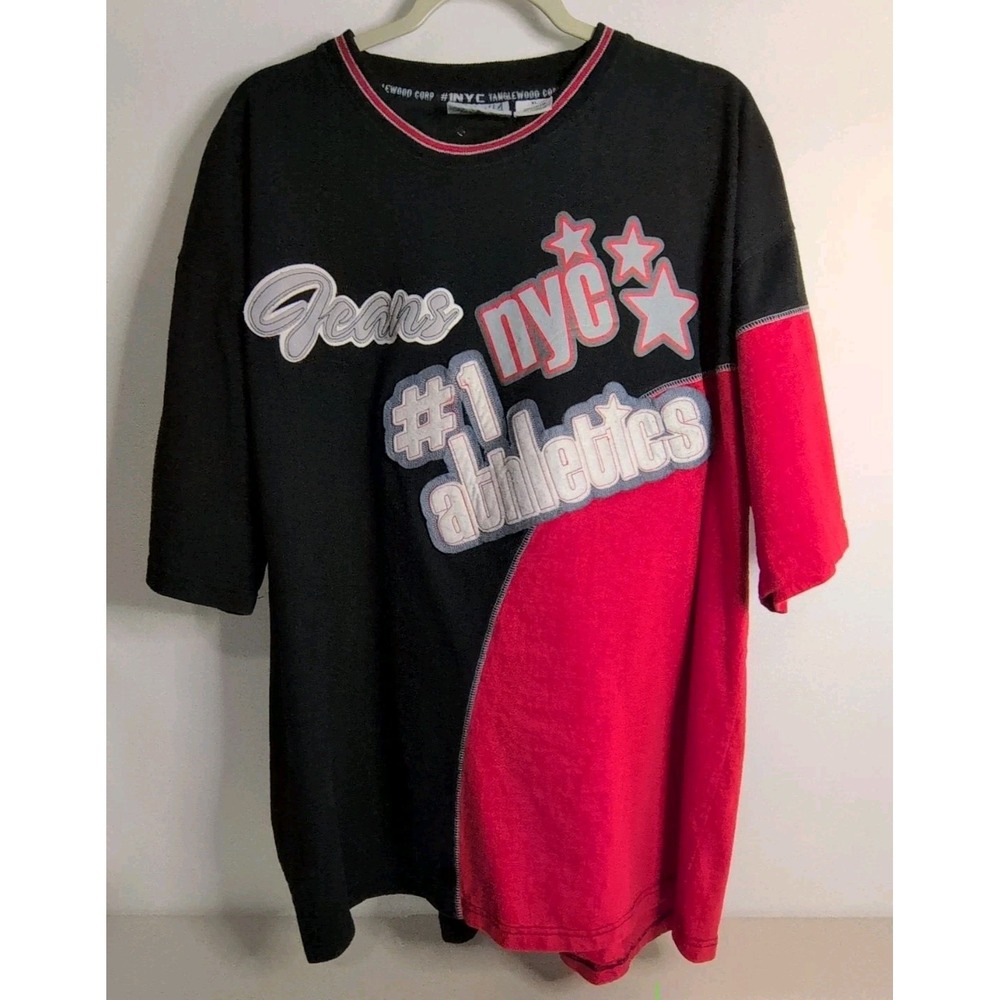 Vintage Y2K #1 NYC Athletics Colorblock Graphic Tee XL‎  Streetwear 100% Cotton